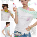 "Bye dreams" polo collar sloping shoulder top