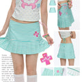 Mint green striped pleated skirt