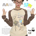 Star contrast raglan sleeve long sleeve top with slim fit design