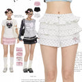 Multicolor star dot layered skirt short skort with ruffle design