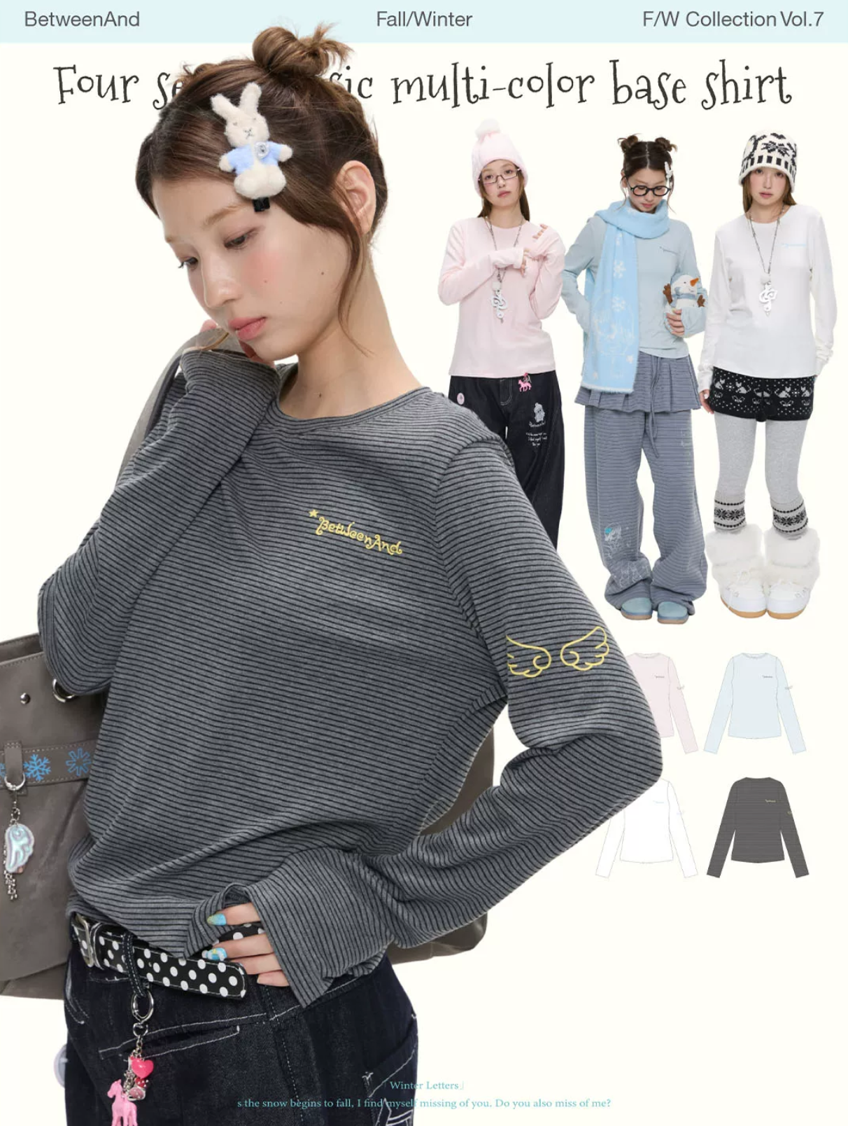 Four season basic multi-color base long sleeve logo top