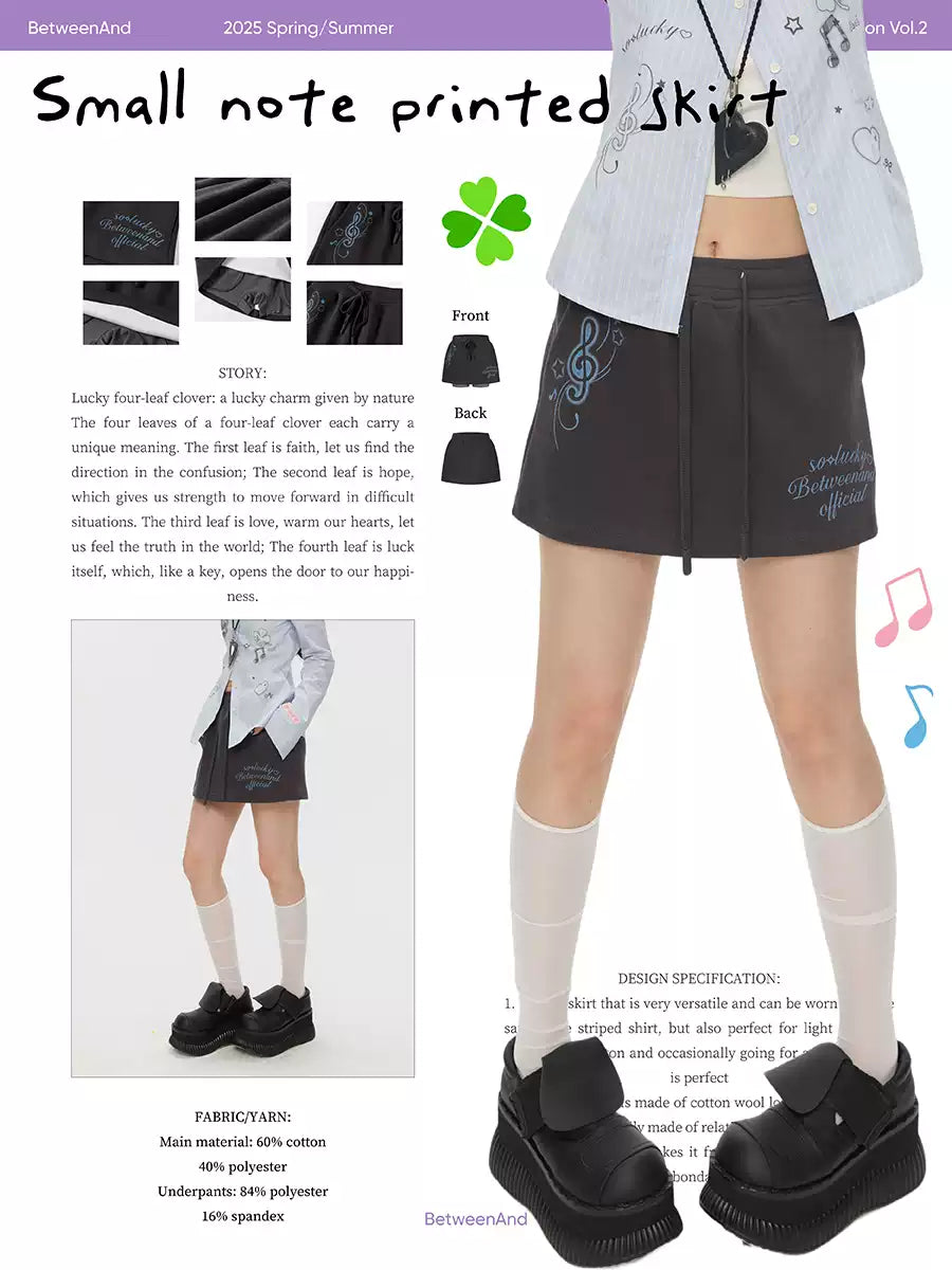 Small note printed skirt