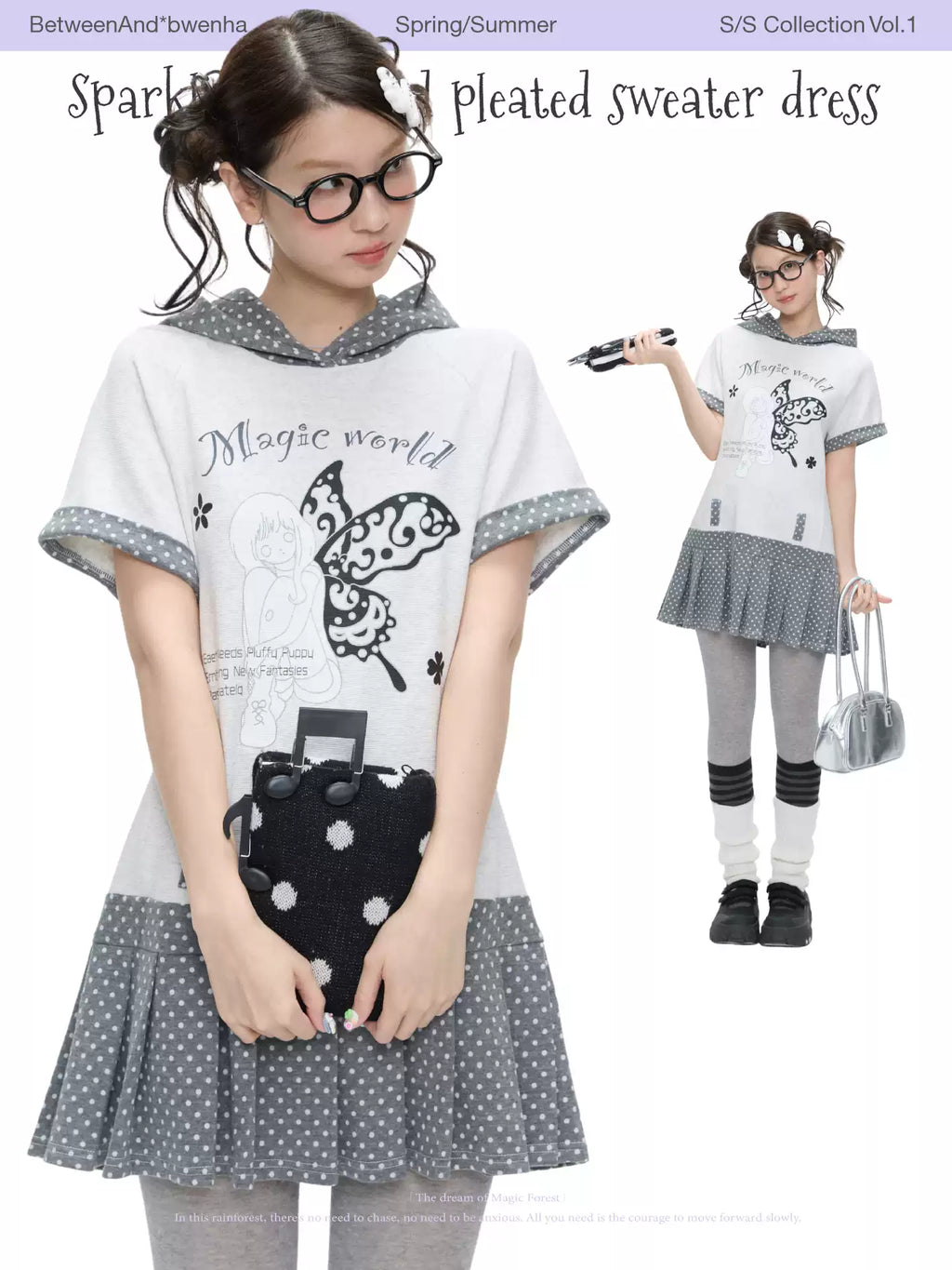 Sparkling printed pleated sweater dress