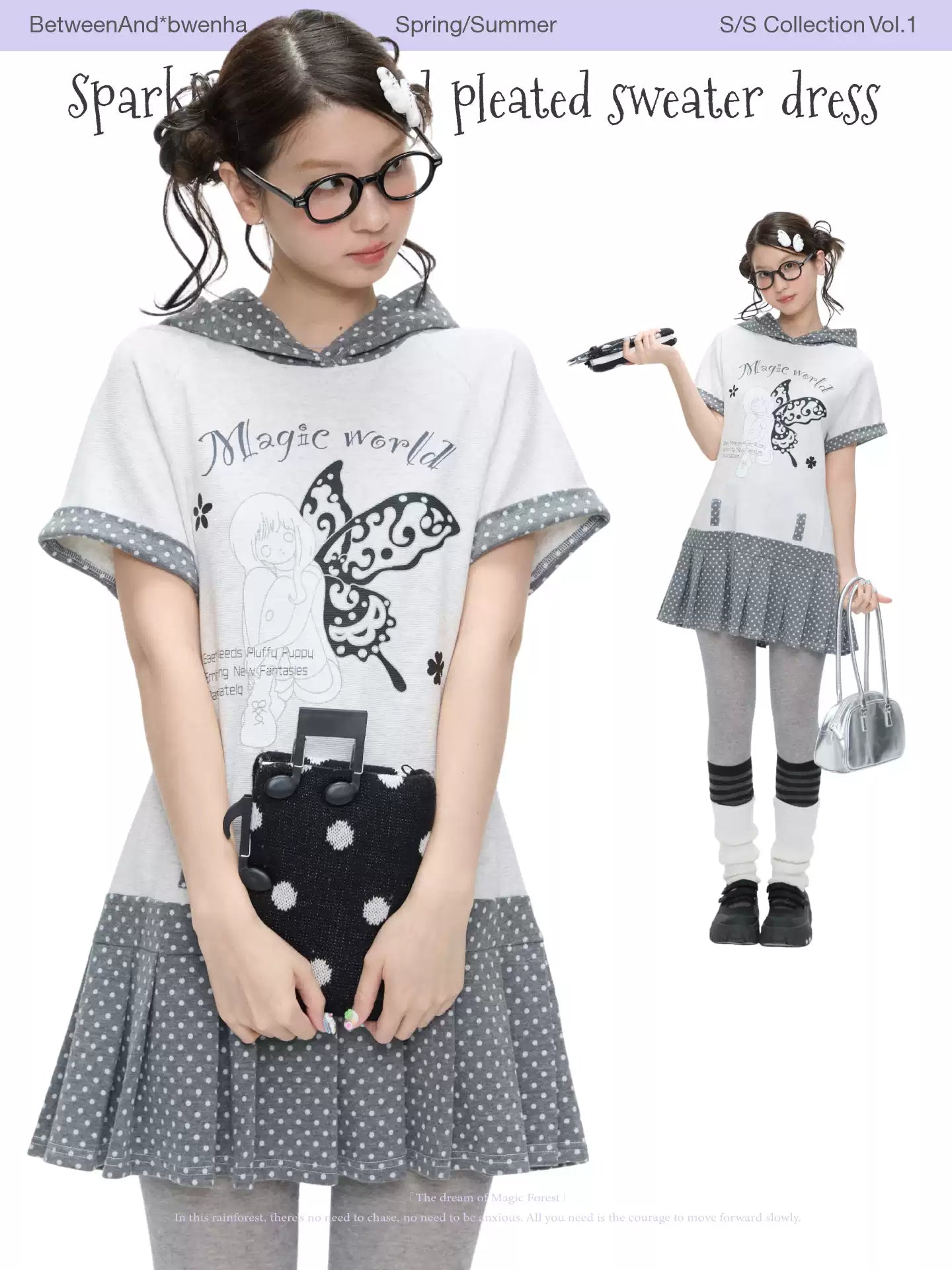 Sparkling printed pleated sweater dress