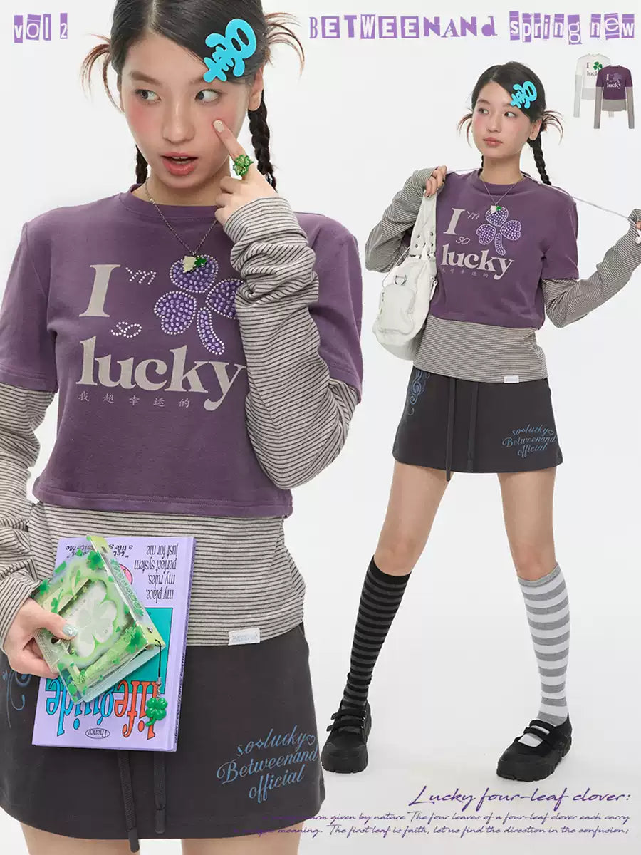 I'm so lucky with a two-piece patchwork striped knit base