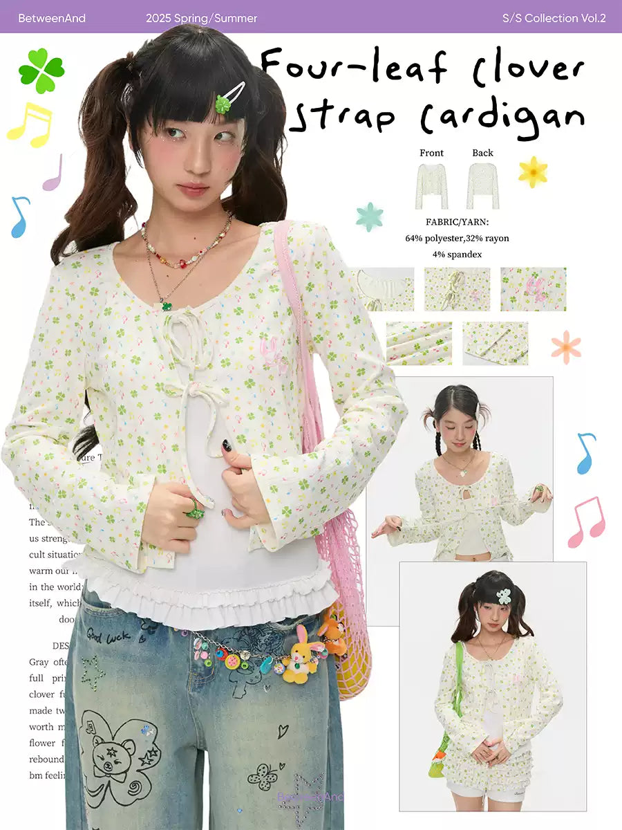 Four-leaf clover strap cardigan