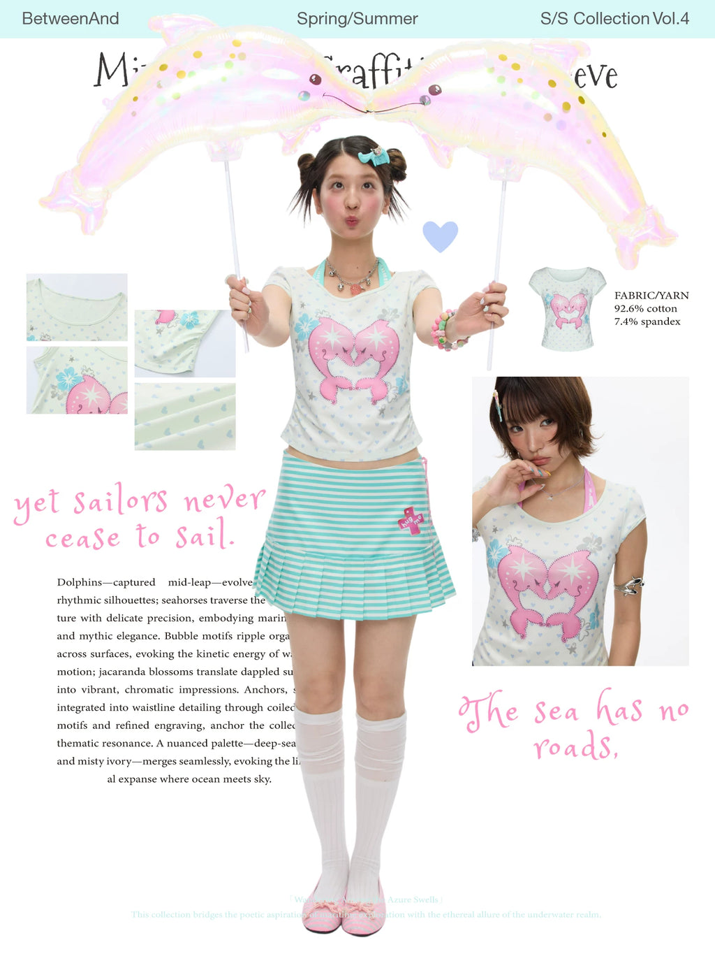 Mint green dolphin print short sleeve top