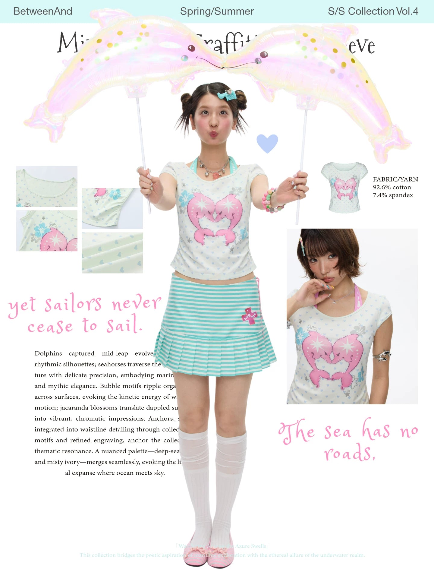 Mint green dolphin print short sleeve top
