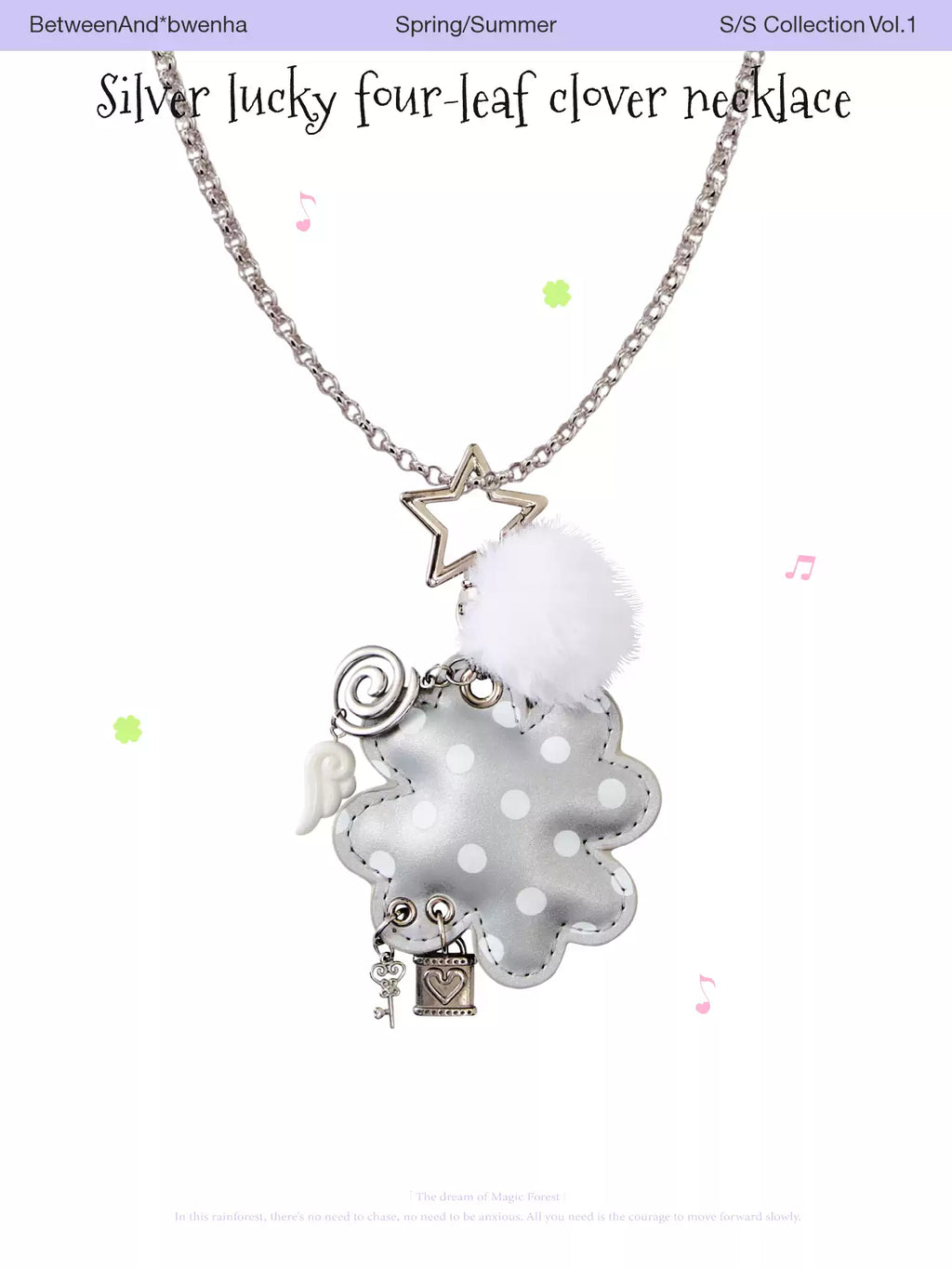 Silver lucky four-leaf necklace