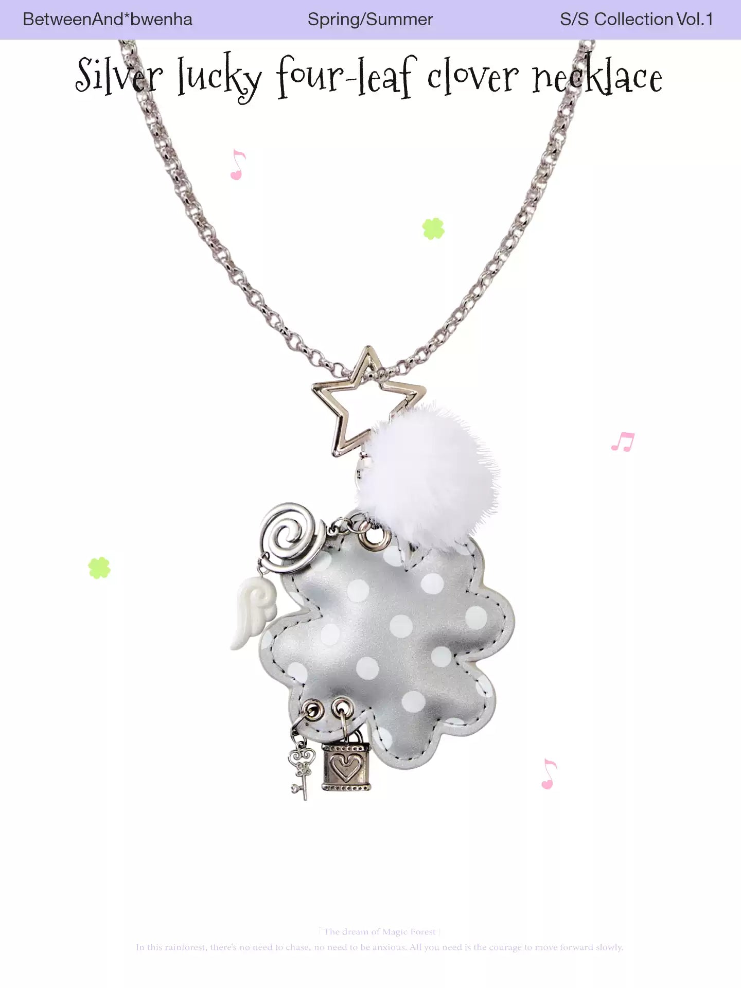 Silver lucky four-leaf necklace