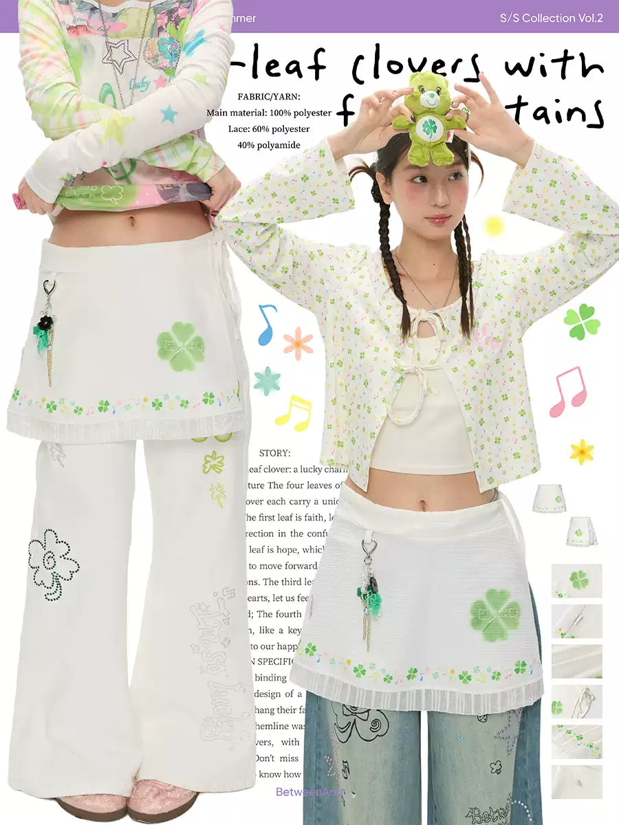 Four-leaf clover print curtain skirt