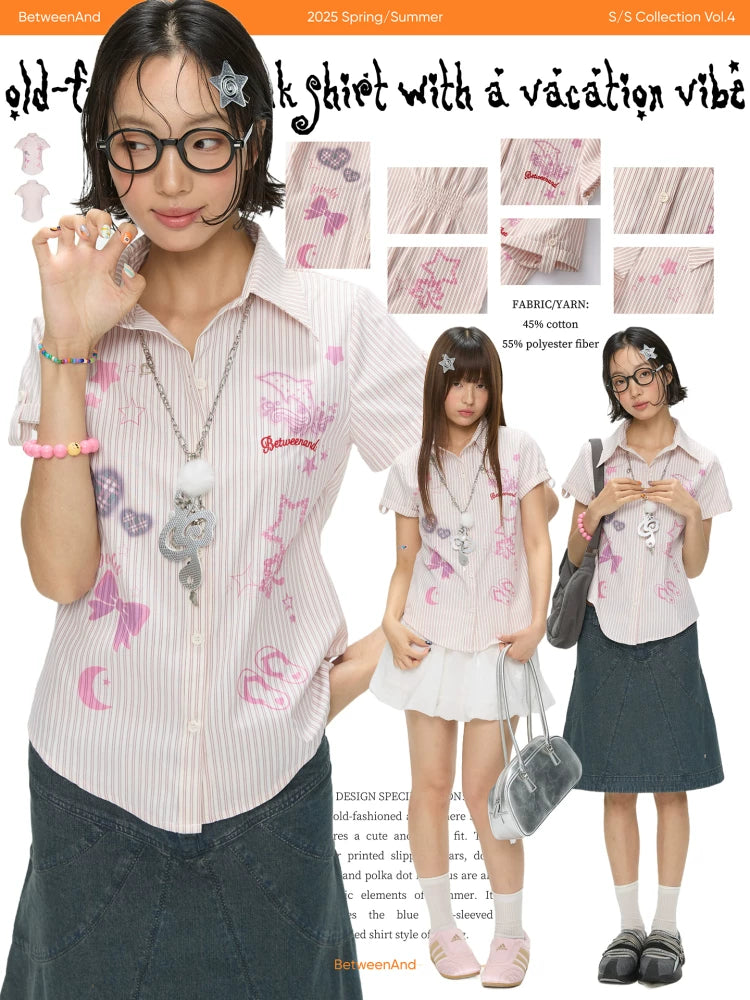 Old-fashioned pink shirt with a vacation vibe