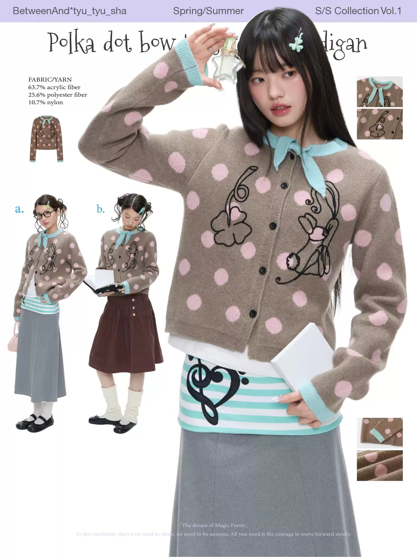 Polka dot bow tie sweater cardigan