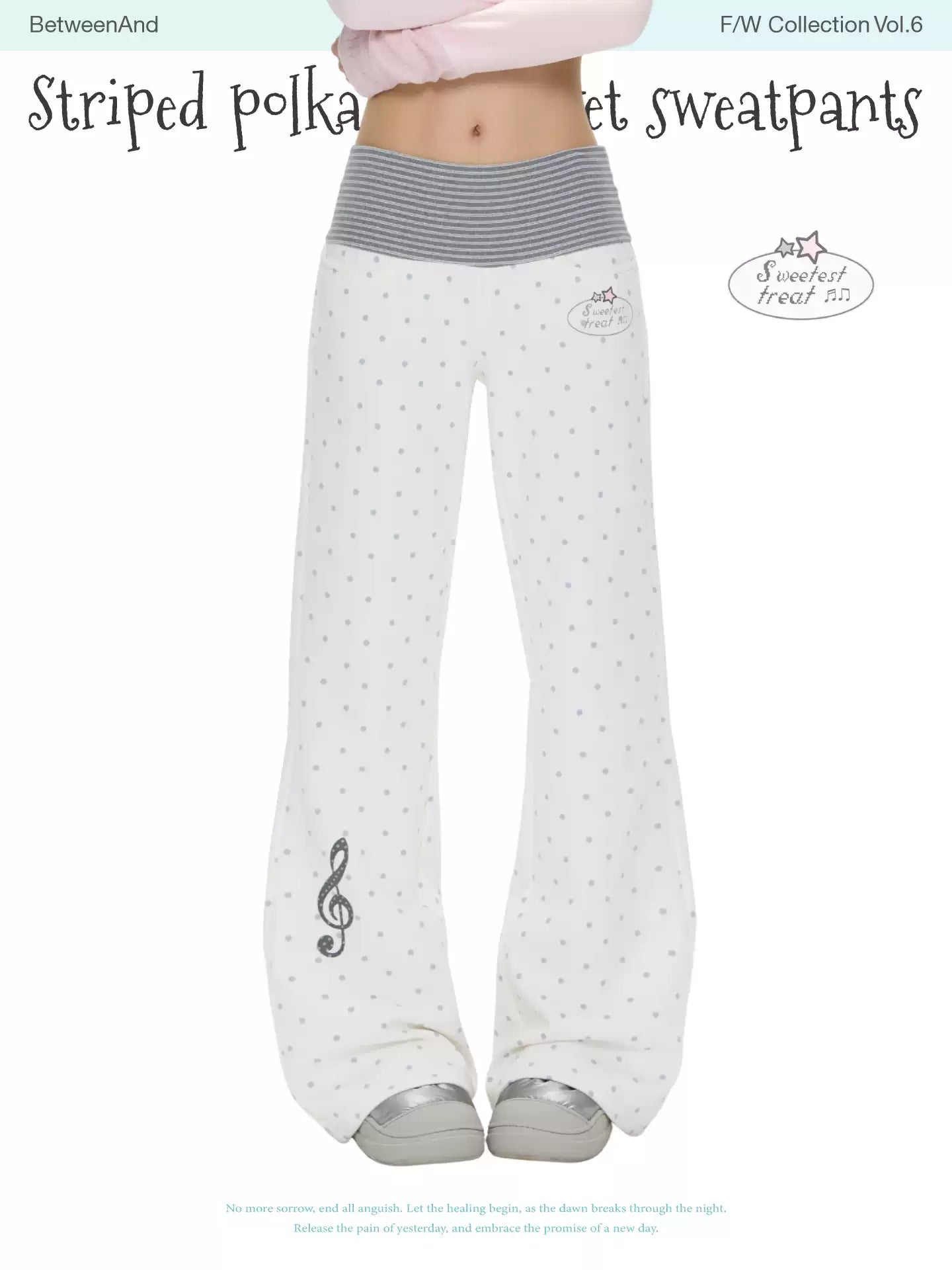 Fleece-lined white polka-dot sweatpants