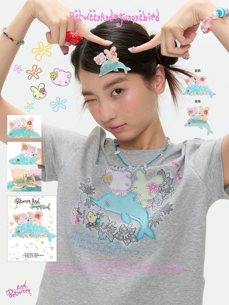 Surfing dolphin hair clip and hair claw