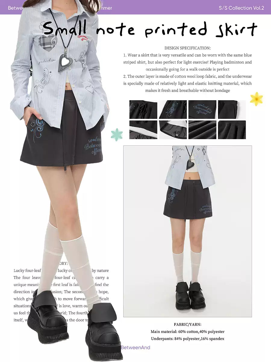 Small note printed skirt