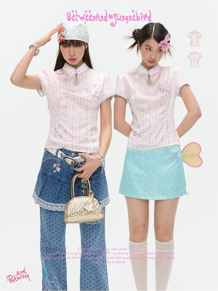 Summer powder Chinese top