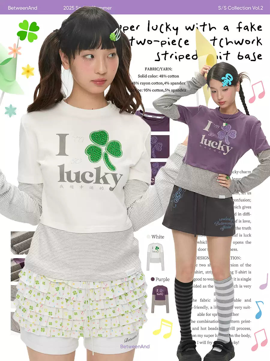 I'm so lucky with a two-piece patchwork striped knit base