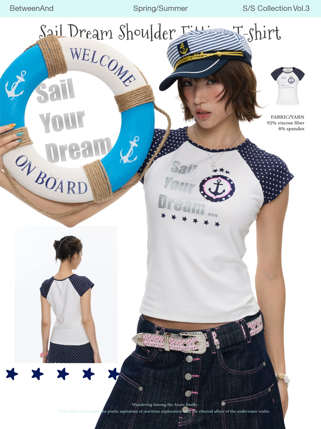 Sail your dream shoulder fitting t-shirt