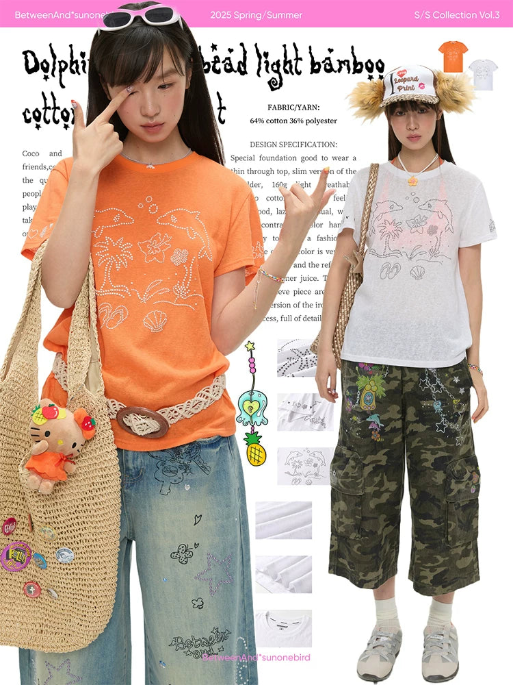 Dolphin bamboo cotton short sleeve t-shirt