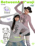Bunny ears hat foam print long sleeve top