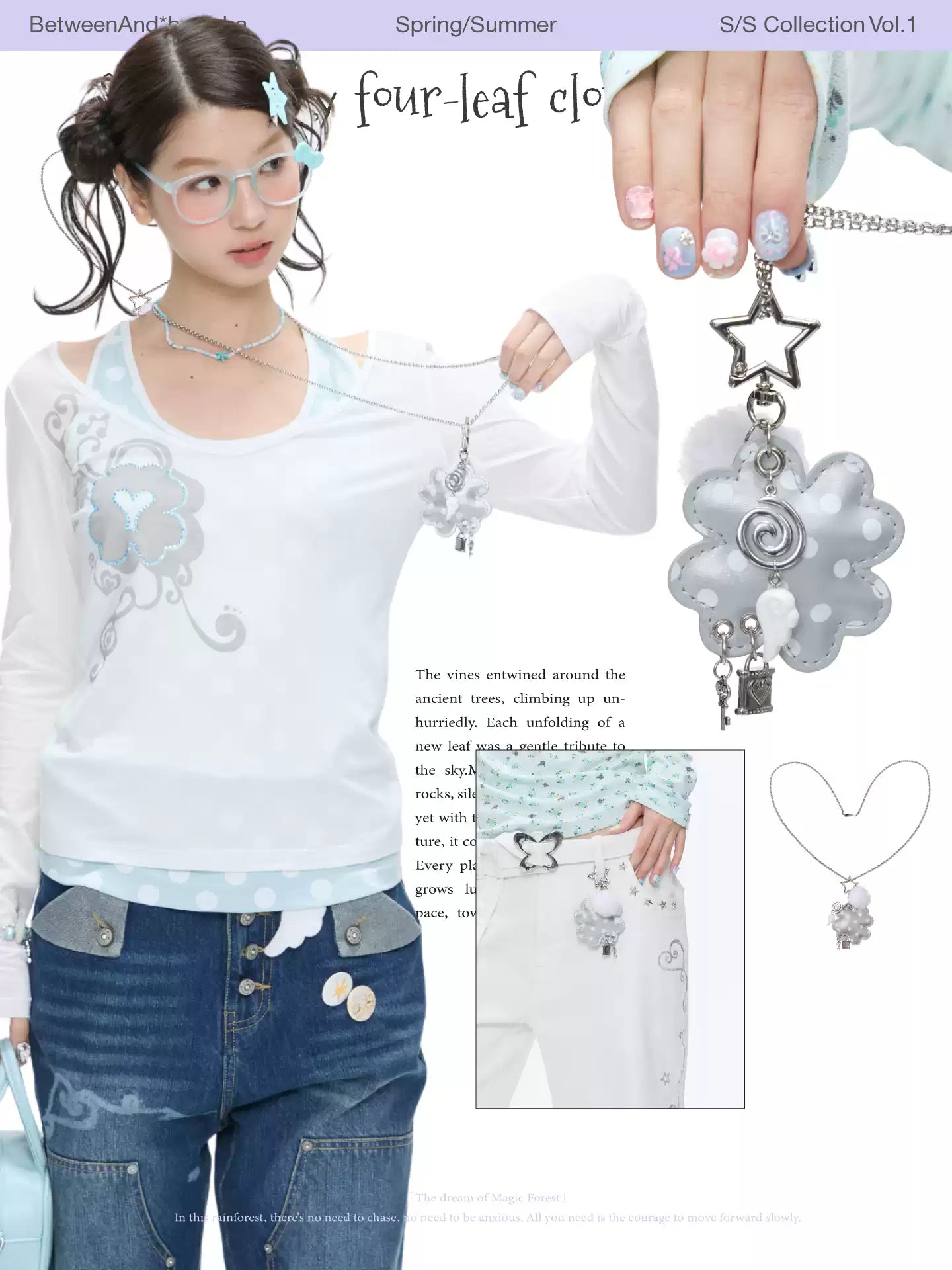 Silver lucky four-leaf necklace