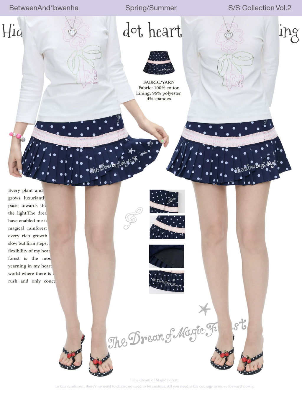 Hidden blue polka dot heart-shaped bead sling skirt