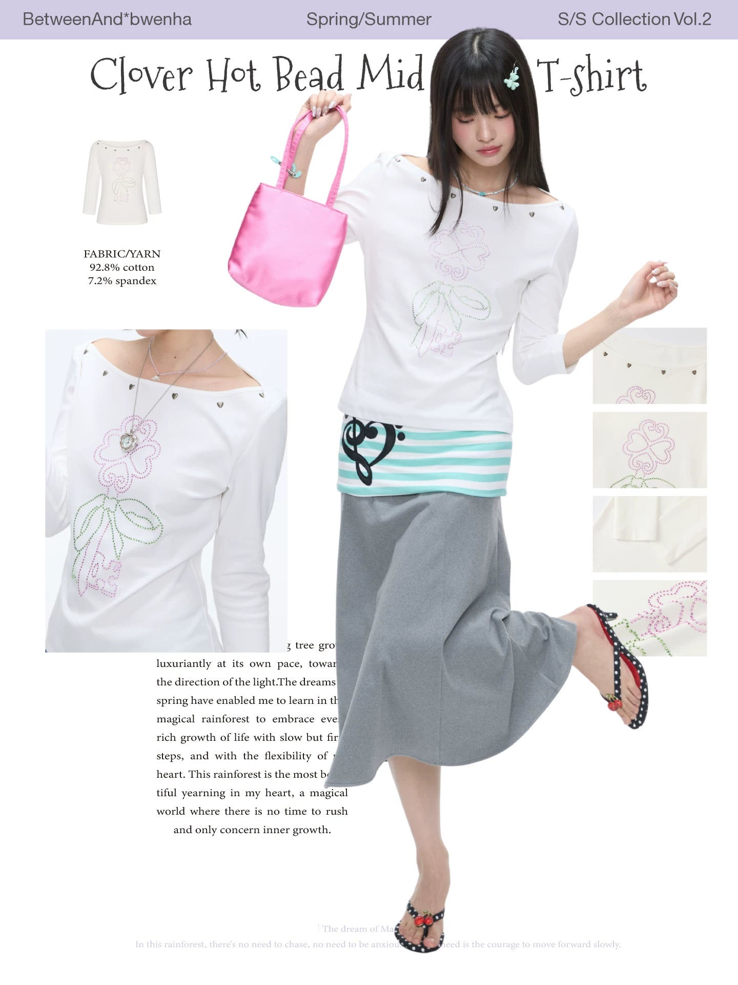 Clover hot bead mid sleeve t-shirt