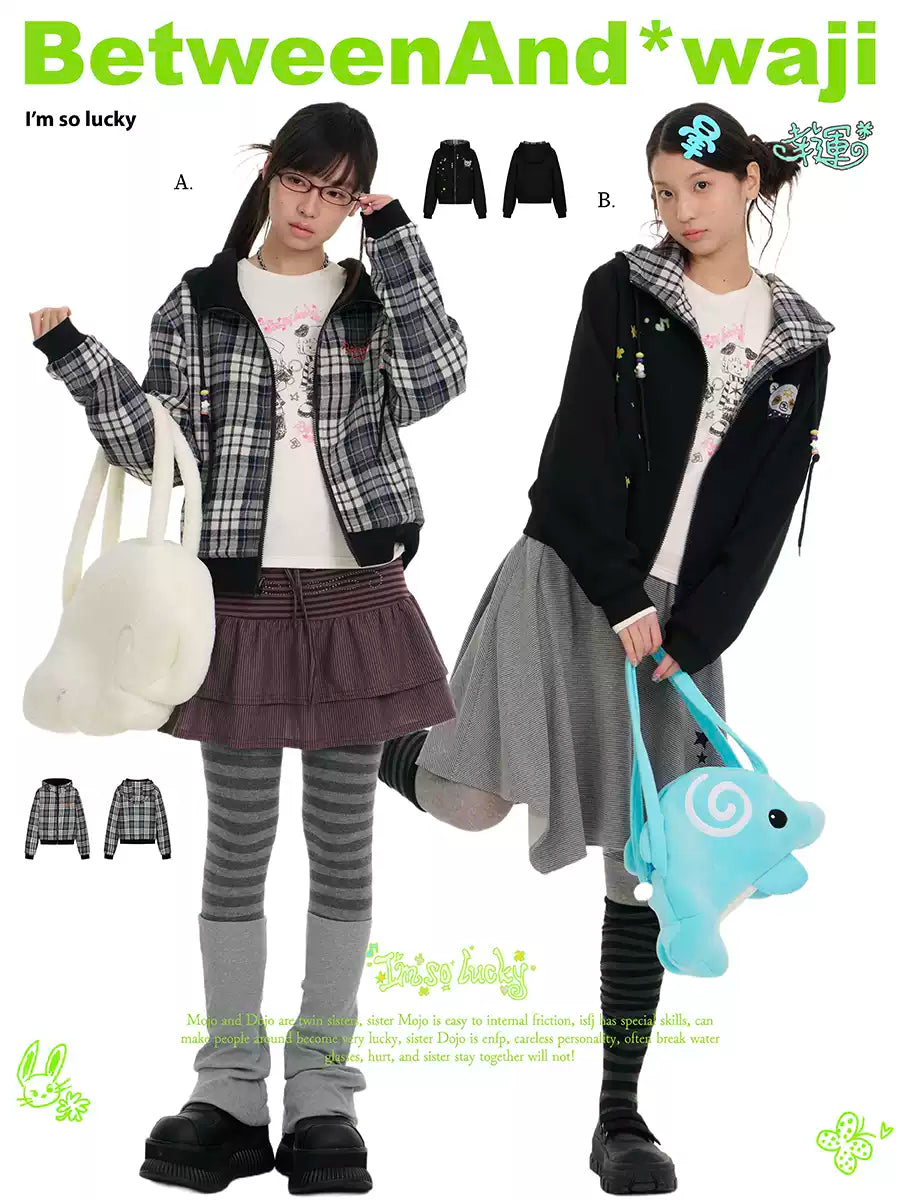 Reversible hoodie cardigan jacket