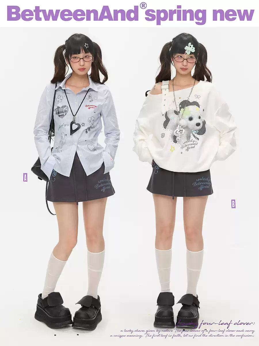 Small note printed skirt