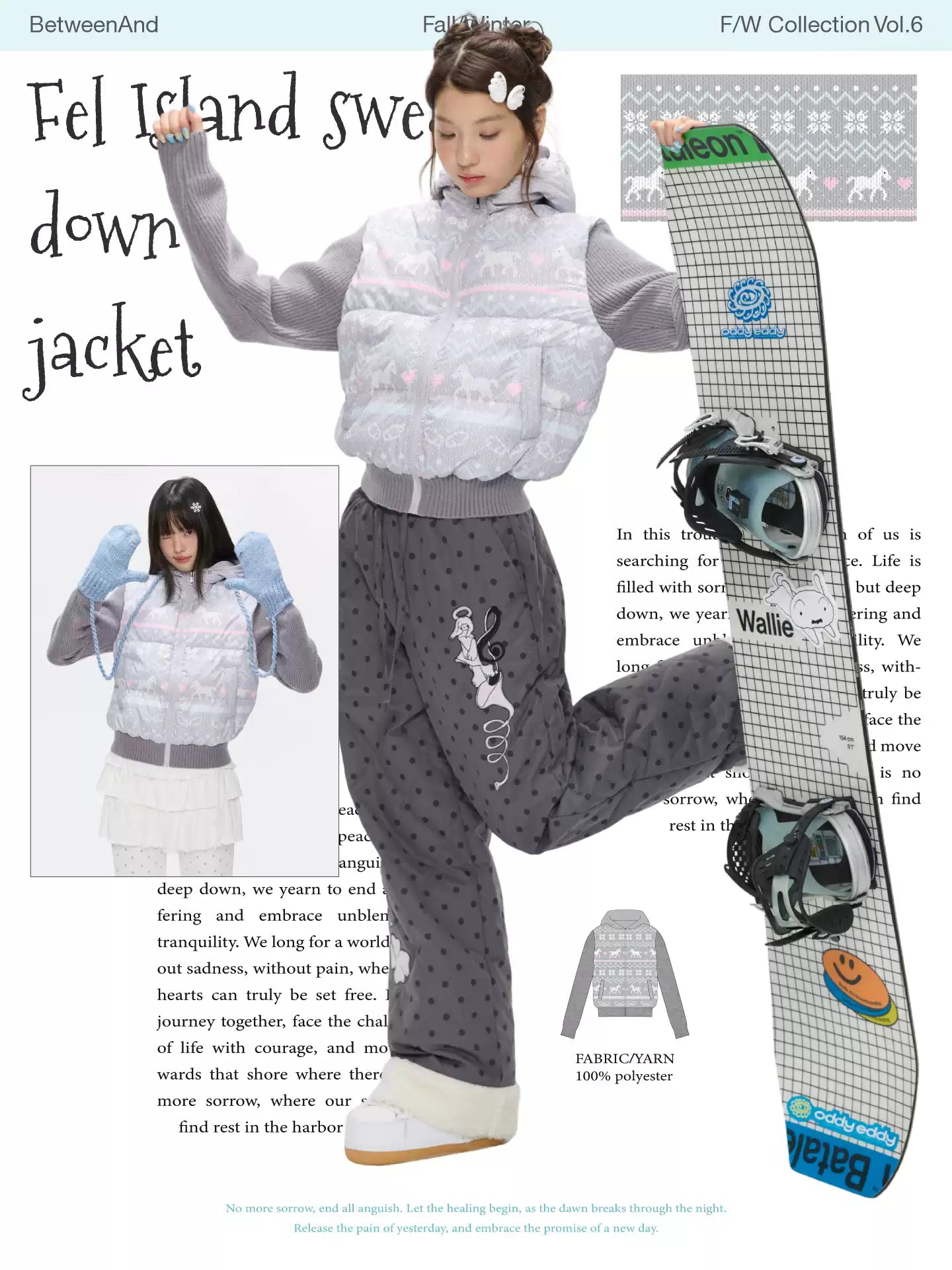 Fair Isle knit-trim down jacket (90% duck down)