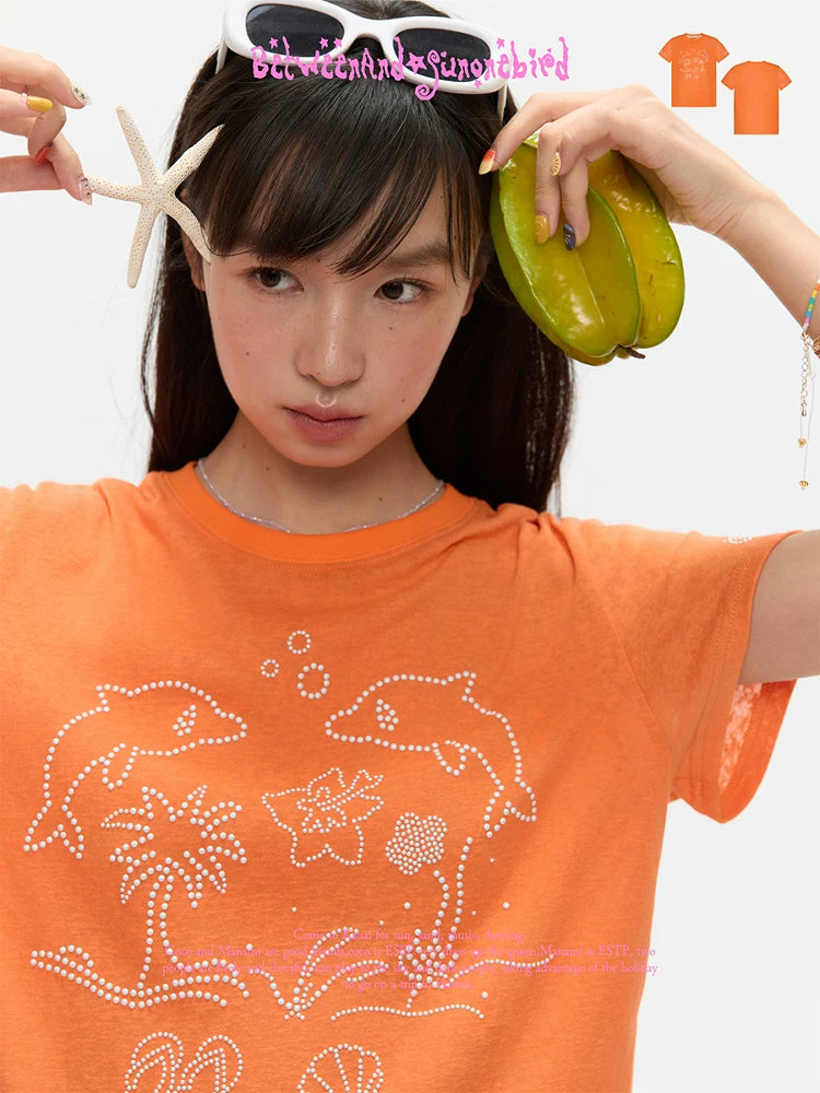 Dolphin bamboo cotton short sleeve t-shirt