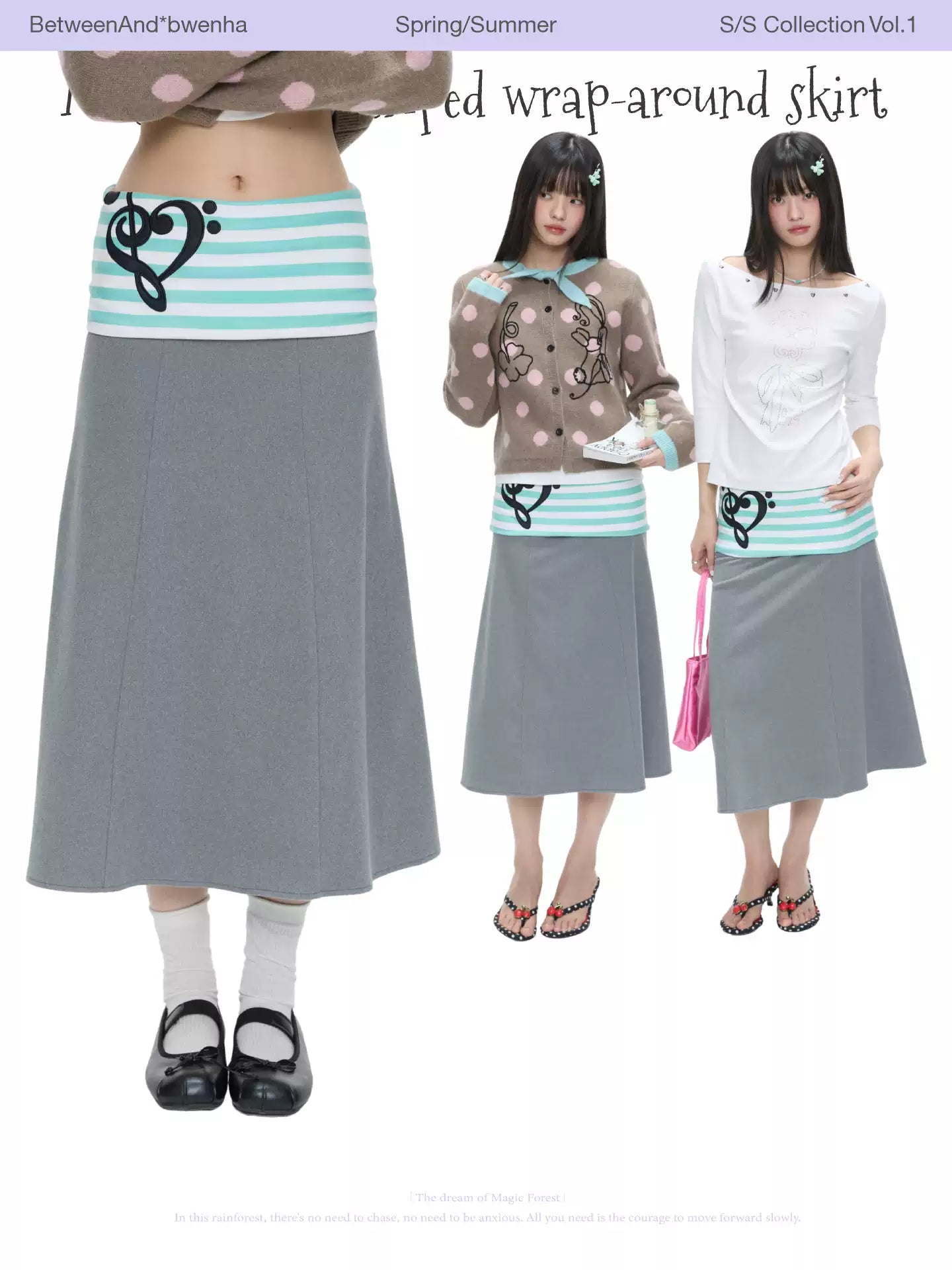 Musical note striped wrap around skirt