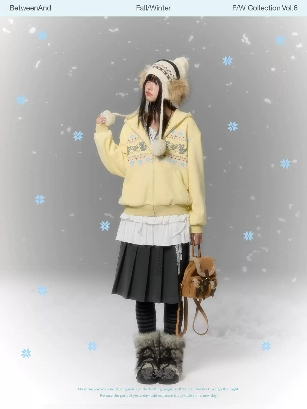 Yellow Fair Isle bear hoodie with fleece lining