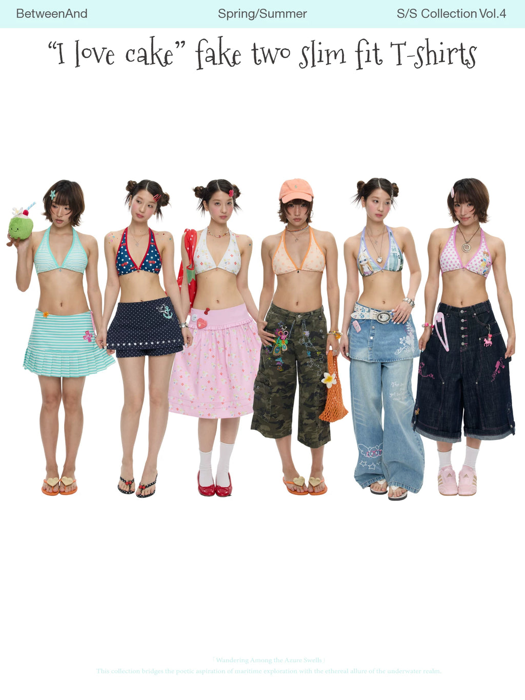 "I love cake" swimwear collection pendant bikini tops