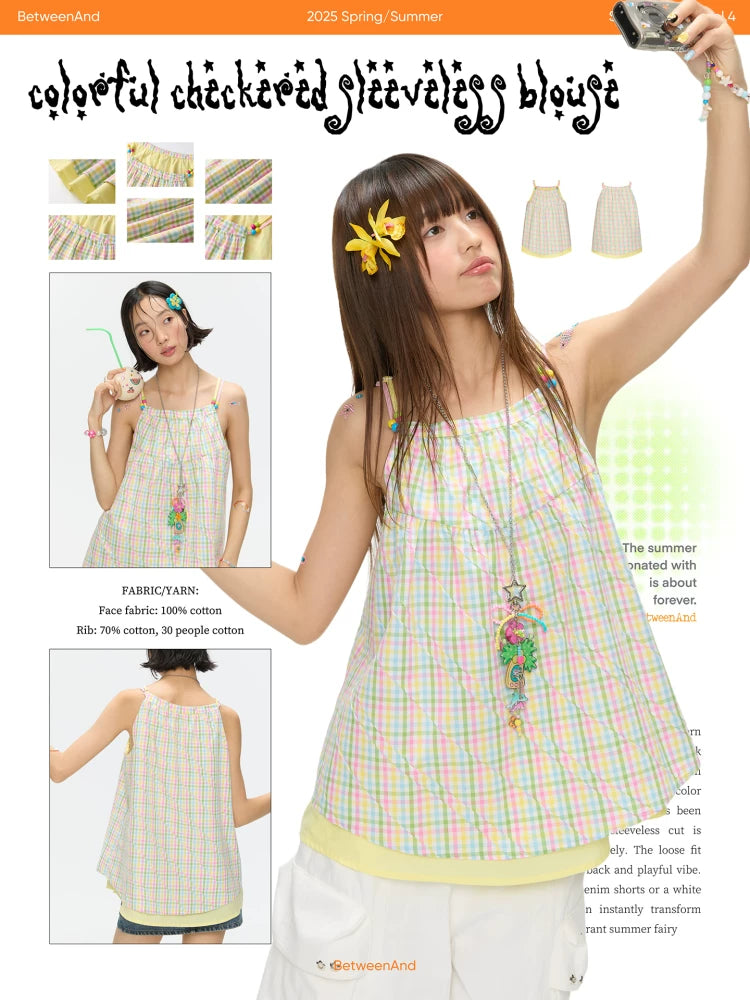 Colorful checkered sleeveless top