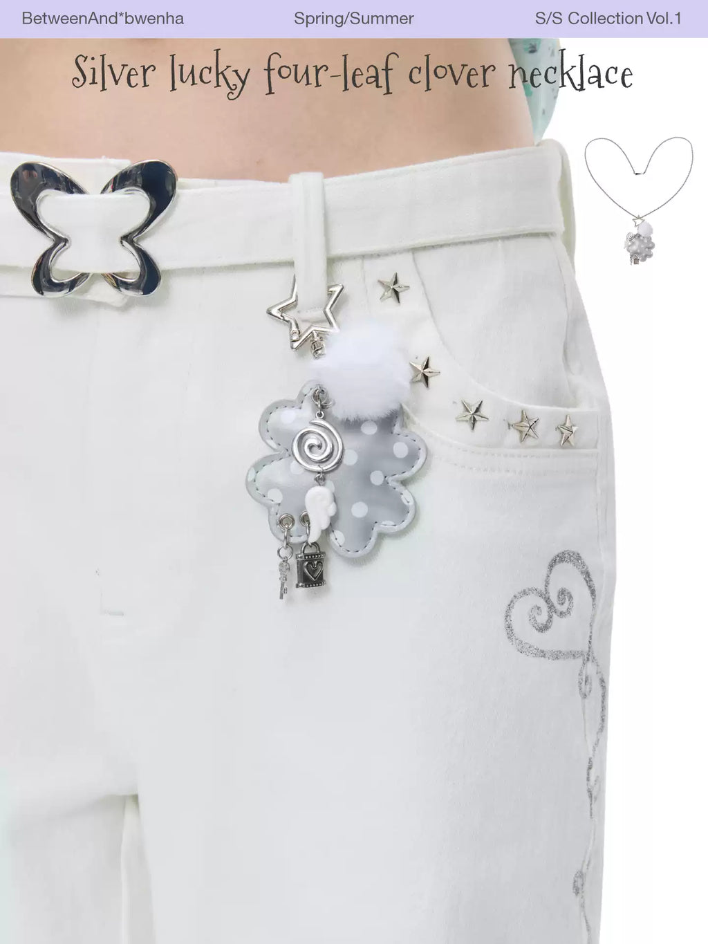 Silver lucky four-leaf necklace