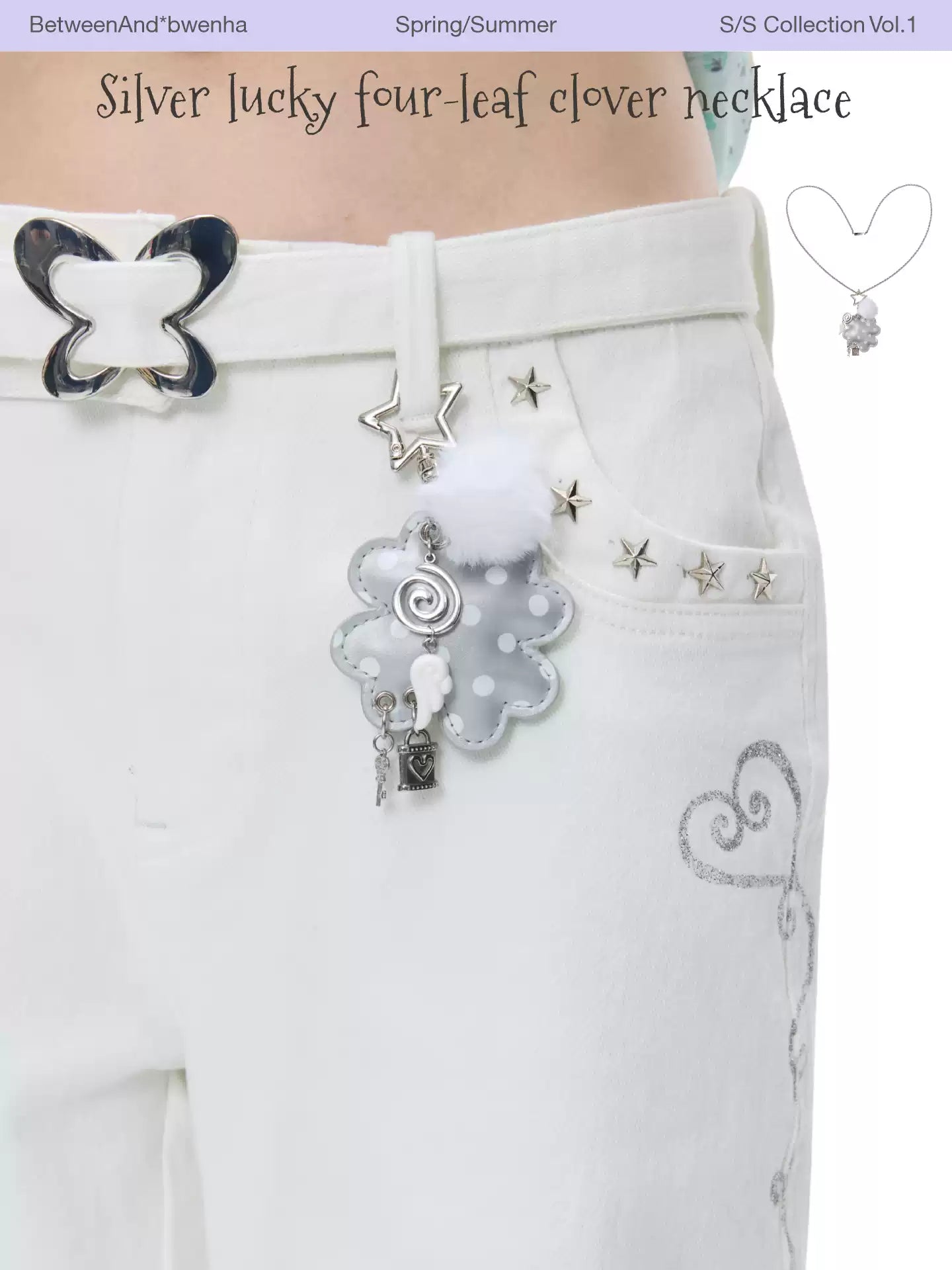 Silver lucky four-leaf necklace