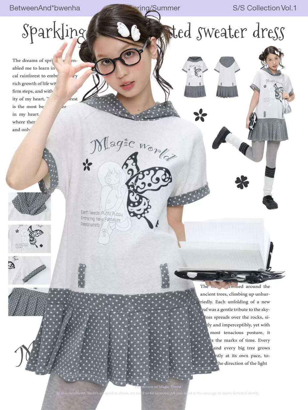 Sparkling printed pleated sweater dress