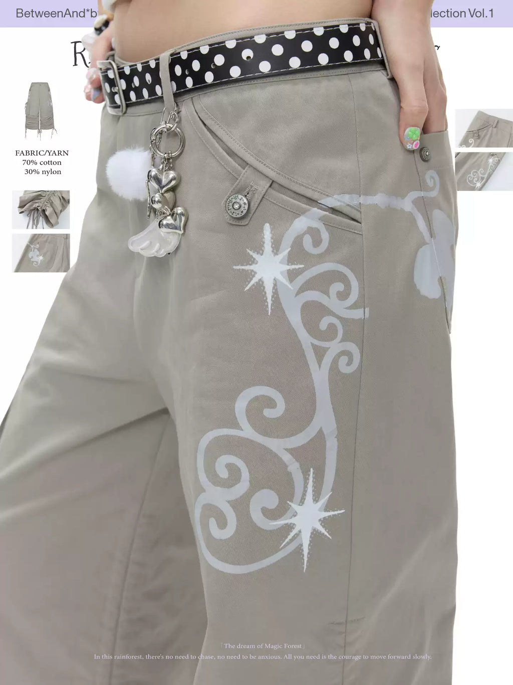 Ruffle-front two-way work pants