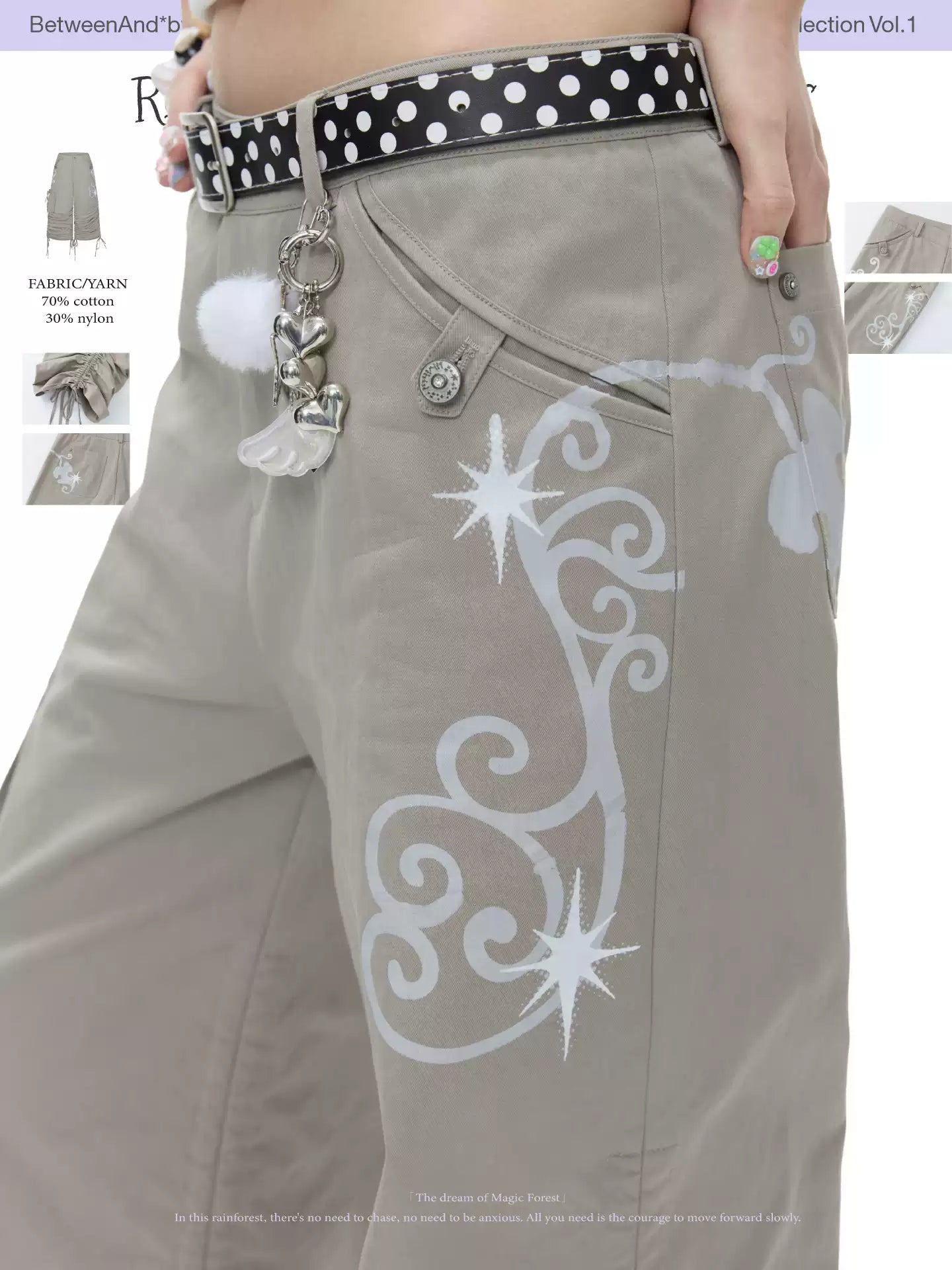 Ruffle-front two-way work pants