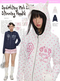 Sparkling pink little devil ears slimming jacket hoodie