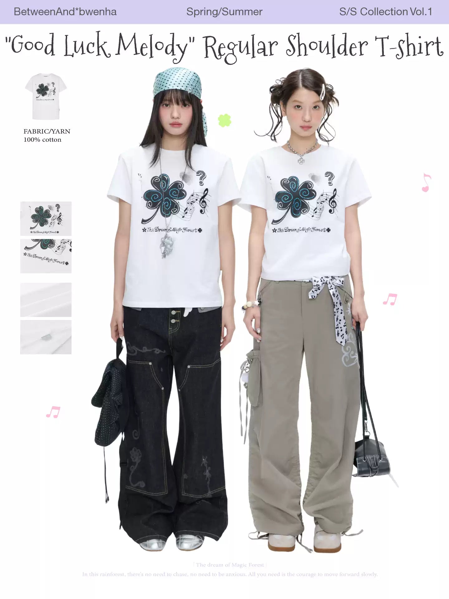 "Good Luck Melody" regular shoulder t-shirt